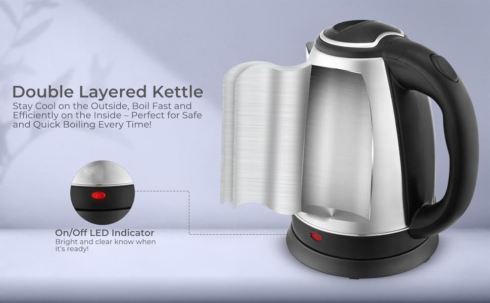 TURBOMAX Electric Kettle 1800 W with Stainless, Making Tea, Coffee, Soup Electric Kettle (1.8 L, Black & Silver)