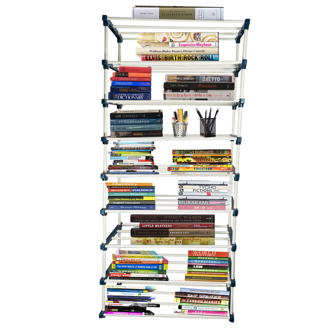 TURBOMAX 8 Layer Book Shelf for Home Library Multipurpose Storage Organizer Rack Stand Plastic Open Book Shelf (Finish Color - Black, DIY(Do-It-Yourself))