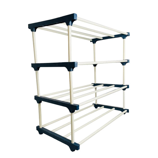 TURBOMAX 4 Tiers Book Shelf for Home Library Multipurpose Storage Organizer Heavy Plastic Open Book Shelf (Finish Color - Black, DIY(Do-It-Yourself))