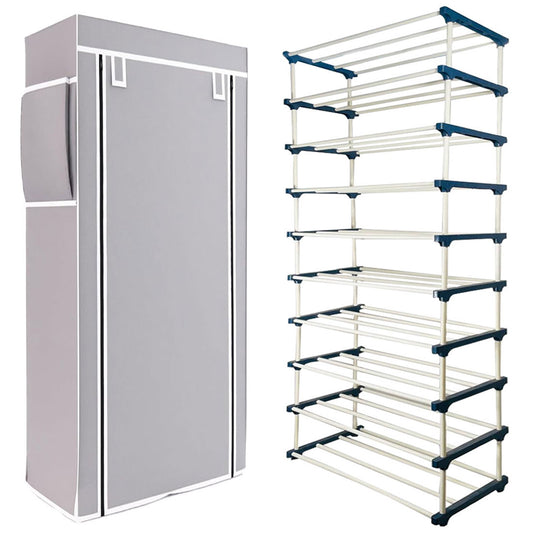TURBOMAX 9 Tier Plastic Book Shelf Tall Narrow Storage Rack for Kids and Adults Modern Bookshelf Unit for Nursery, School, Home, and Office, Floor Mount Open (9 Layer) Grey