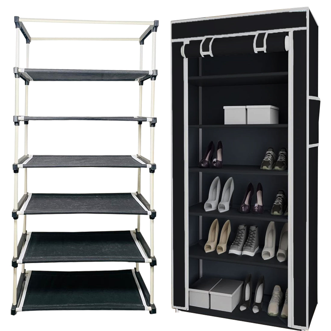 6 Layer Shoe Rack Black