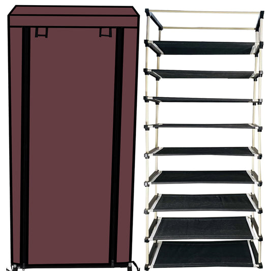 9 Layer Shoe Rack Brown