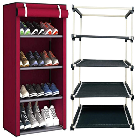 4 Layer Shoe Rack Maroon