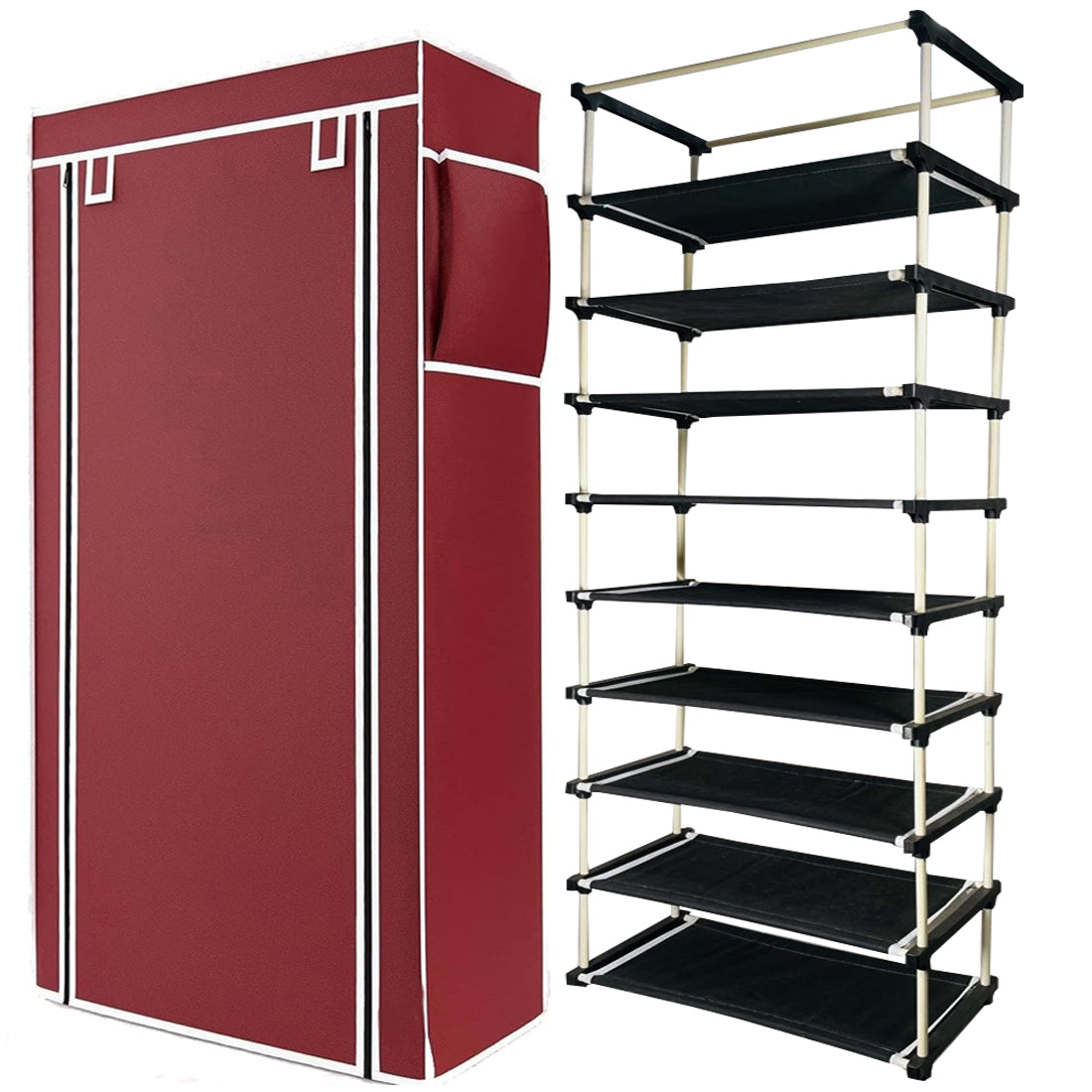 9 Layer Shoe Rack Maroon