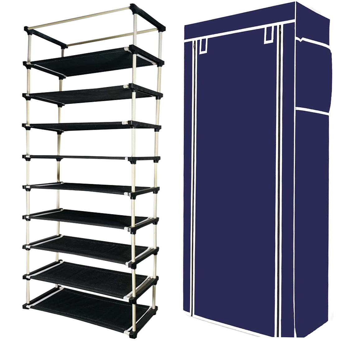 9 Layer Shoe Rack Blue