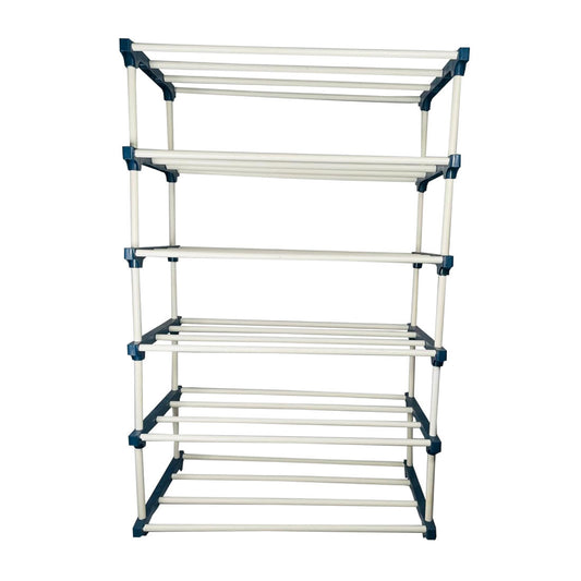 TURBOMAX 5 Layer Plastic book Shelf Stand for Home Multipurpose Storage Organizer Lightweight, Adjustable & Extendable with Cover (5 Layer Connector (TM), Grey)