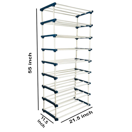 TURBOMAX 9 Tiers Book Shelf for Home Library Multipurpose Storage Organizer Rack Stand Plastic Open Book Shelf  (Finish Color - White, DIY(Do-It-Yourself))