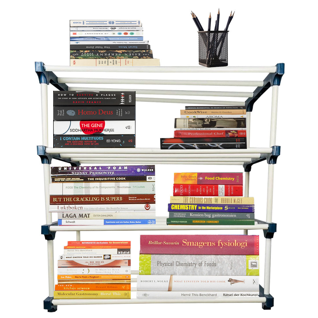 TURBOMAX 4 Tiers Book Shelf for Home Library Multipurpose Storage Organizer Heavy Plastic Open Book Shelf  (Finish Color - Black, DIY(Do-It-Yourself))