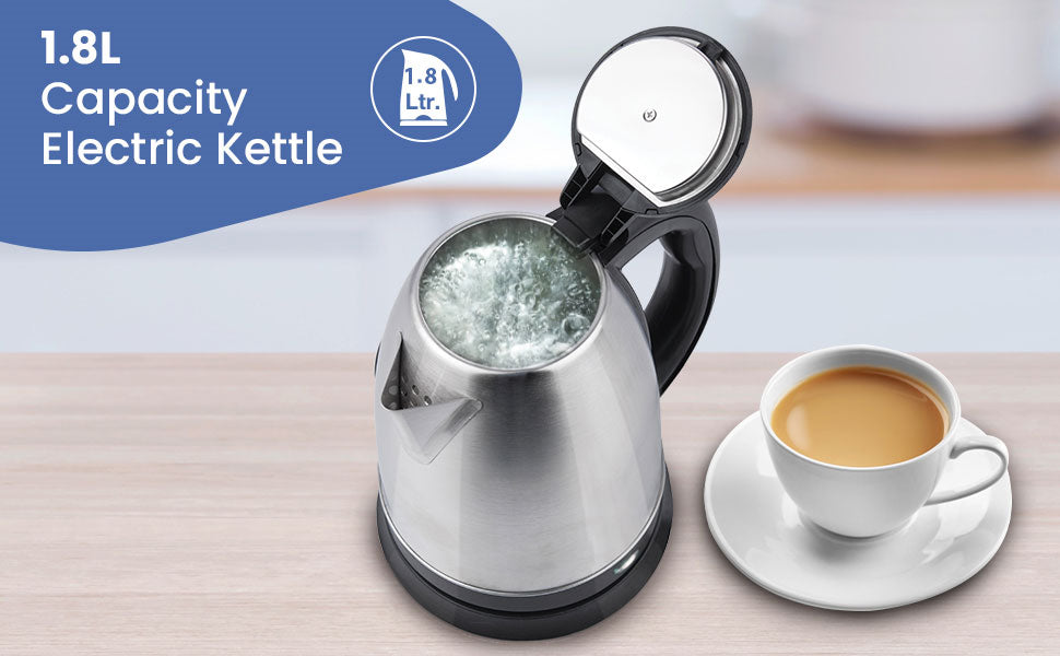 TURBOMAX Electric Kettle 1800 W with Stainless, Making Tea, Coffee, Soup Electric Kettle  (1.8 L, Black & Silver)