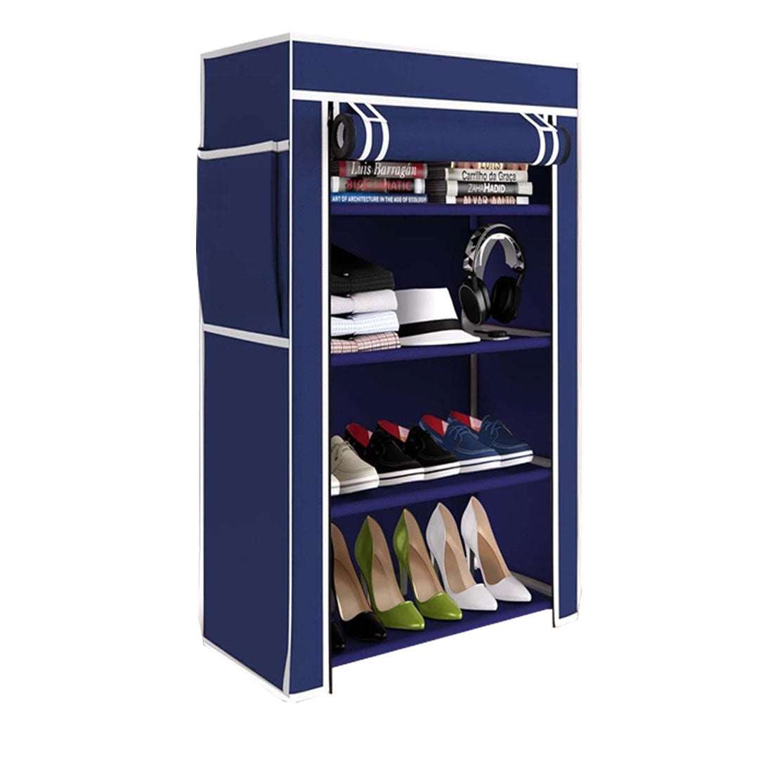 4 Layer Shoe Rack Blue