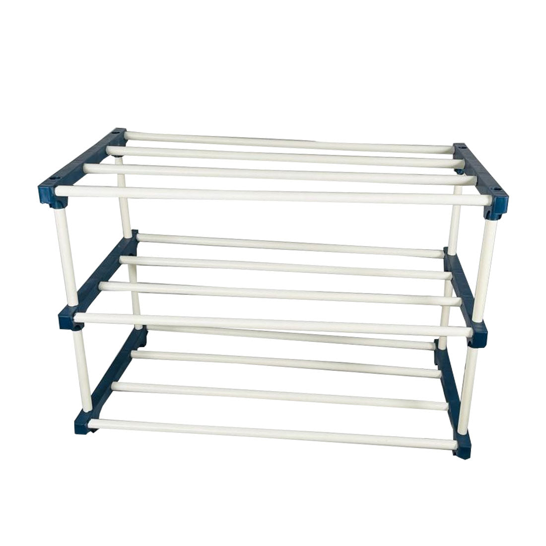 TURBOMAX 4 Layer Book Shelf for Home Storage Organizer Multipurpose Lightweight Plastic Shoe Rack  (Blue, White, 4 Shelves, DIY(Do-It-Yourself))