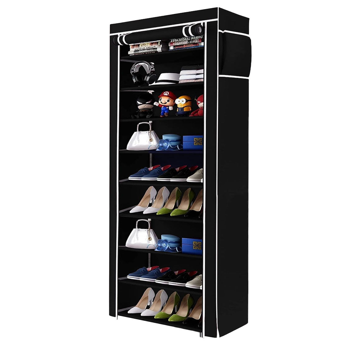 9 Layer Shoe Rack Black
