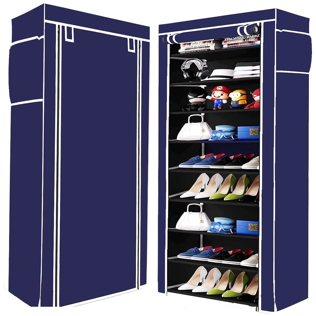 9 Layer Shoe Rack Blue