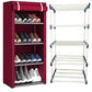 TURBOMAX TRI® Folding Shoe Rack with Shelf for Bedroom, Living Room, Entryway - 4-Layer-Elbow, Maroon Plastic book Shelf with Cover
