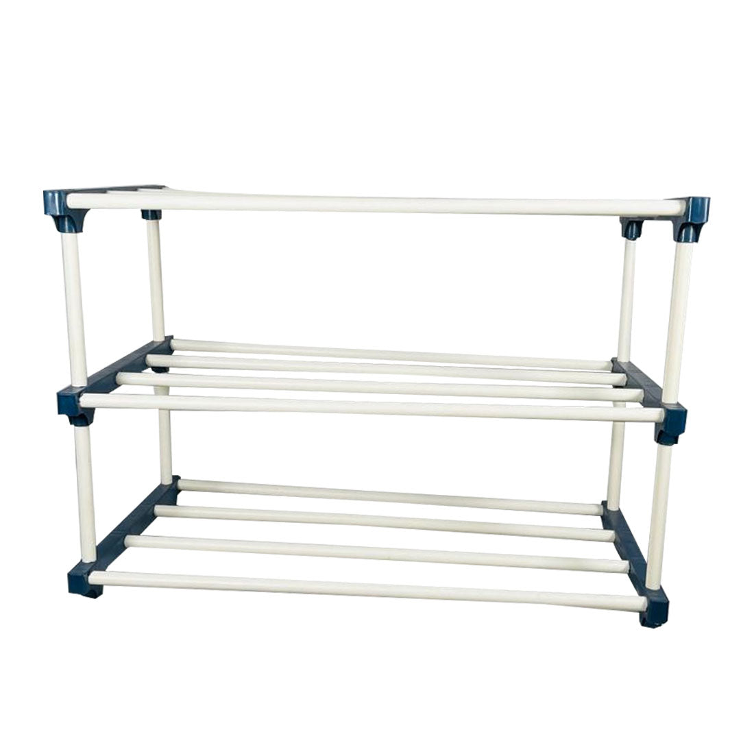 TURBOMAX 4 Layer Book Shelf for Home Storage Organizer Multipurpose Lightweight Plastic Shoe Rack  (Blue, White, 4 Shelves, DIY(Do-It-Yourself))