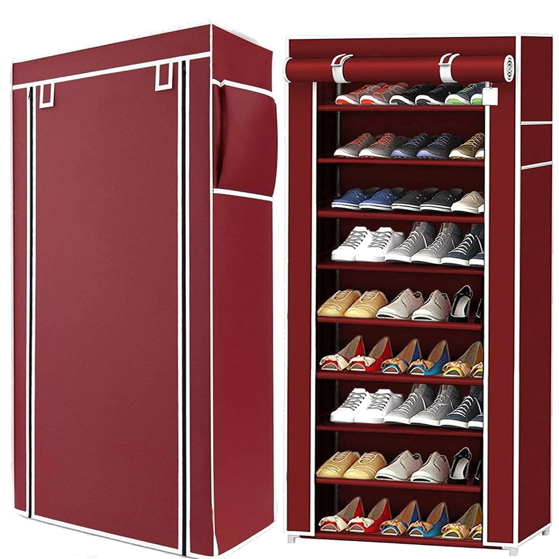 9 Layer Shoe Rack Maroon