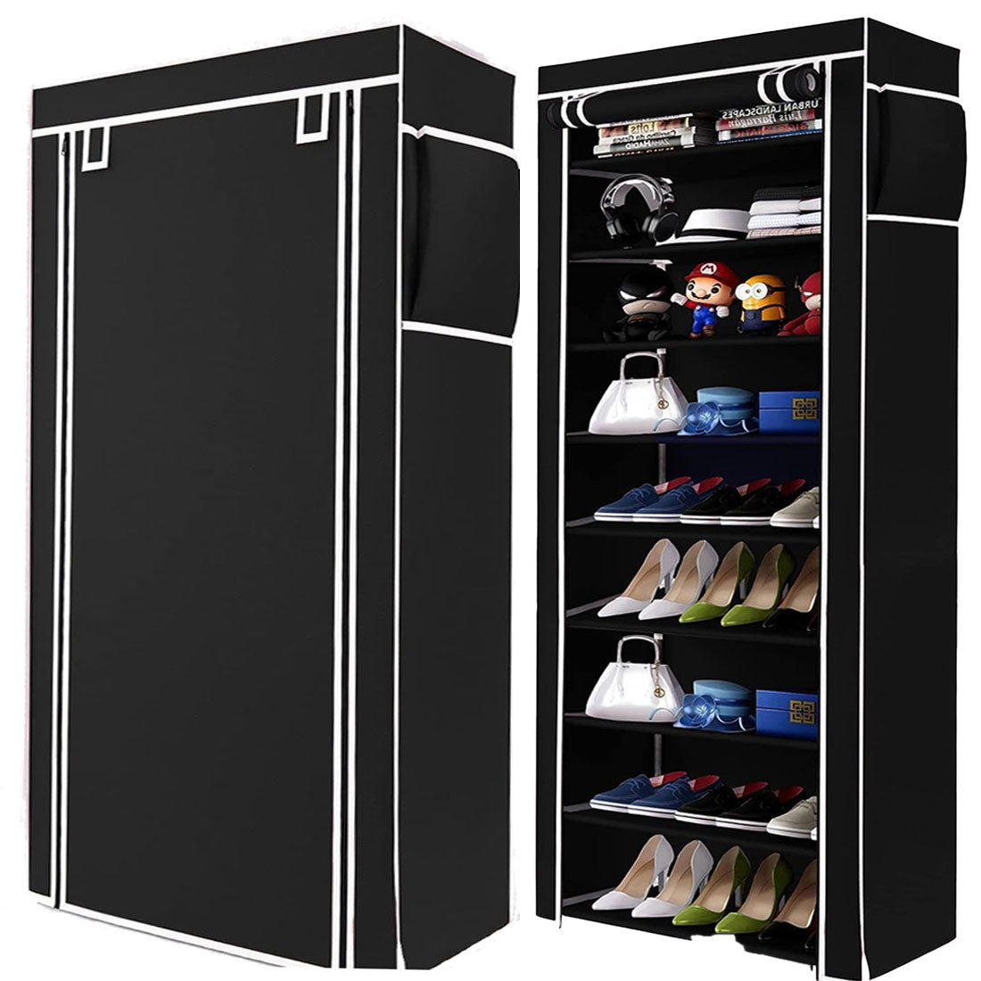 9 Layer Shoe Rack Black