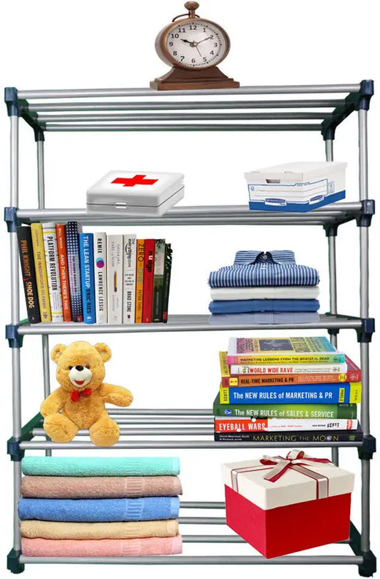 TURBOMAX 5 Tiers Book Shelf for Home Library Multipurpose Storage Organizer Heavy Plastic Open Book Shelf  (Finish Color - Black, DIY(Do-It-Yourself))