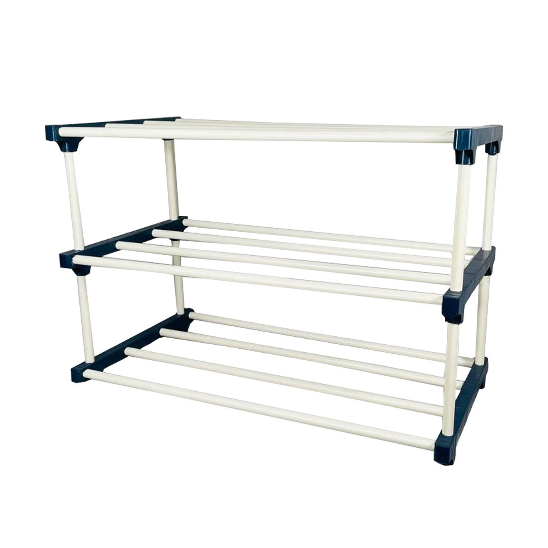 TURBOMAX 4 Layer Book Shelf for Home Storage Organizer Multipurpose Lightweight Plastic Shoe Rack  (Blue, White, 4 Shelves, DIY(Do-It-Yourself))