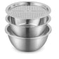TURBOMAX 3 in 1 Stainless Steel Basin Grater | Multifunctional Cutting Out Solid Basin Drain Basket Washing Bowl for Kitchen Patterns