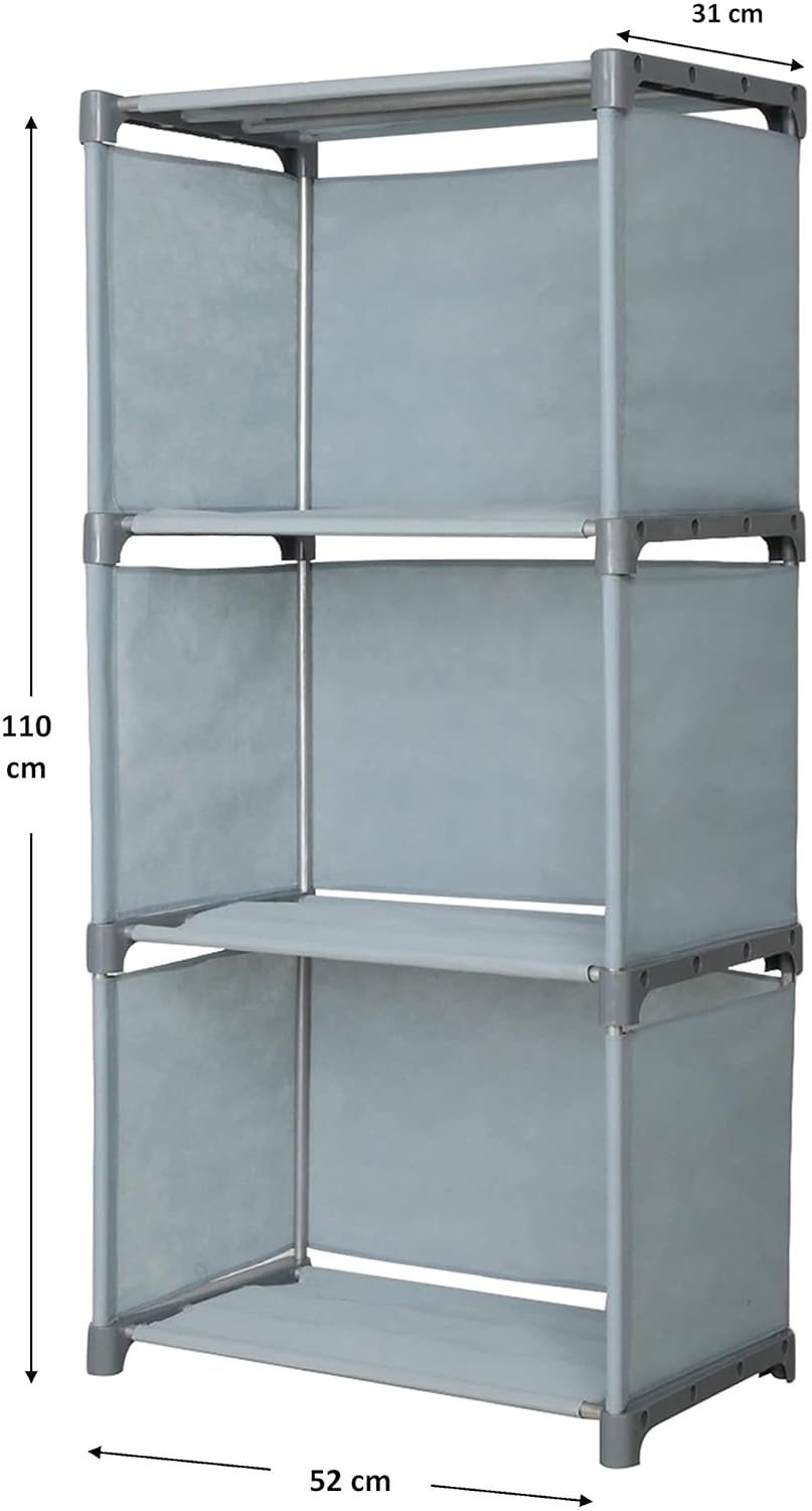 TURBOMAX 3 Layer Open Book Shelf Storage Shelf For Study Room Home Office Plastic Semi-Open Book Shelf  (Finish Color - Grey, DIY(Do-It-Yourself))