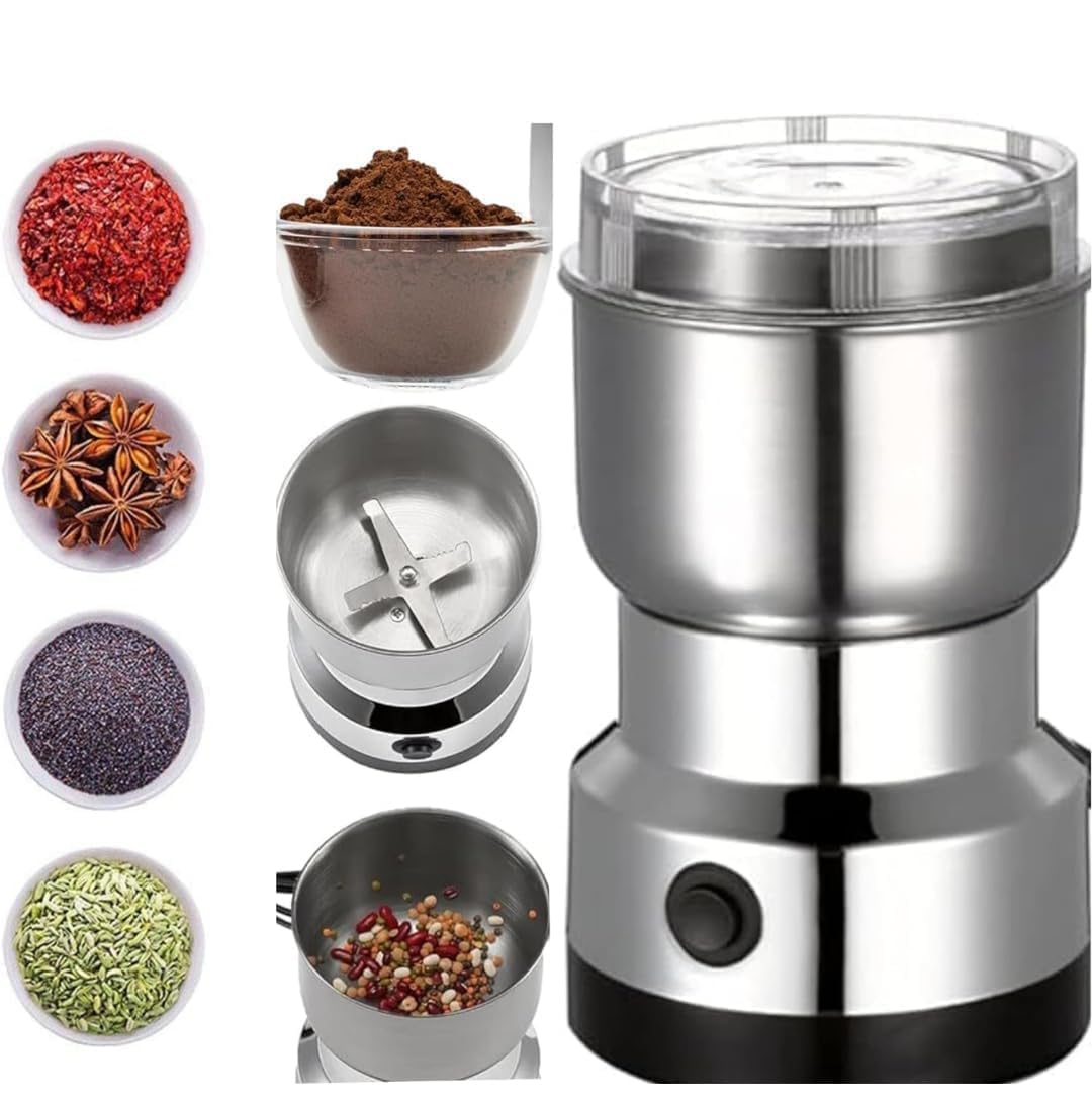 TURBOMAX TRI® Electric Mixer Grinder 150 Watt Machine | Multifunctional Coffee Beans Spices Coffee Grinder Maker Household Stainless Steel Electric Grinder with Jar