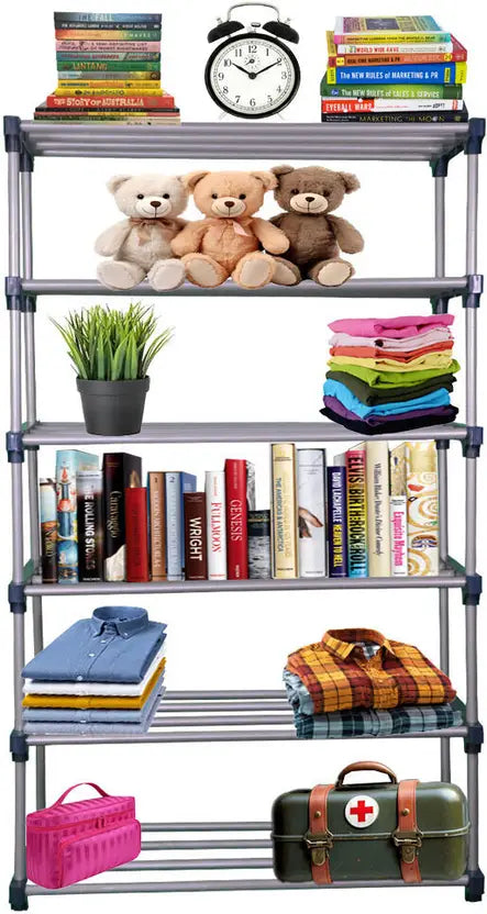 TURBOMAX 6 Layer Book Shelf for Home Library Multipurpose Storage Organizer Rack Stand Plastic Open Book Shelf  (Finish Color - Black, DIY(Do-It-Yourself))