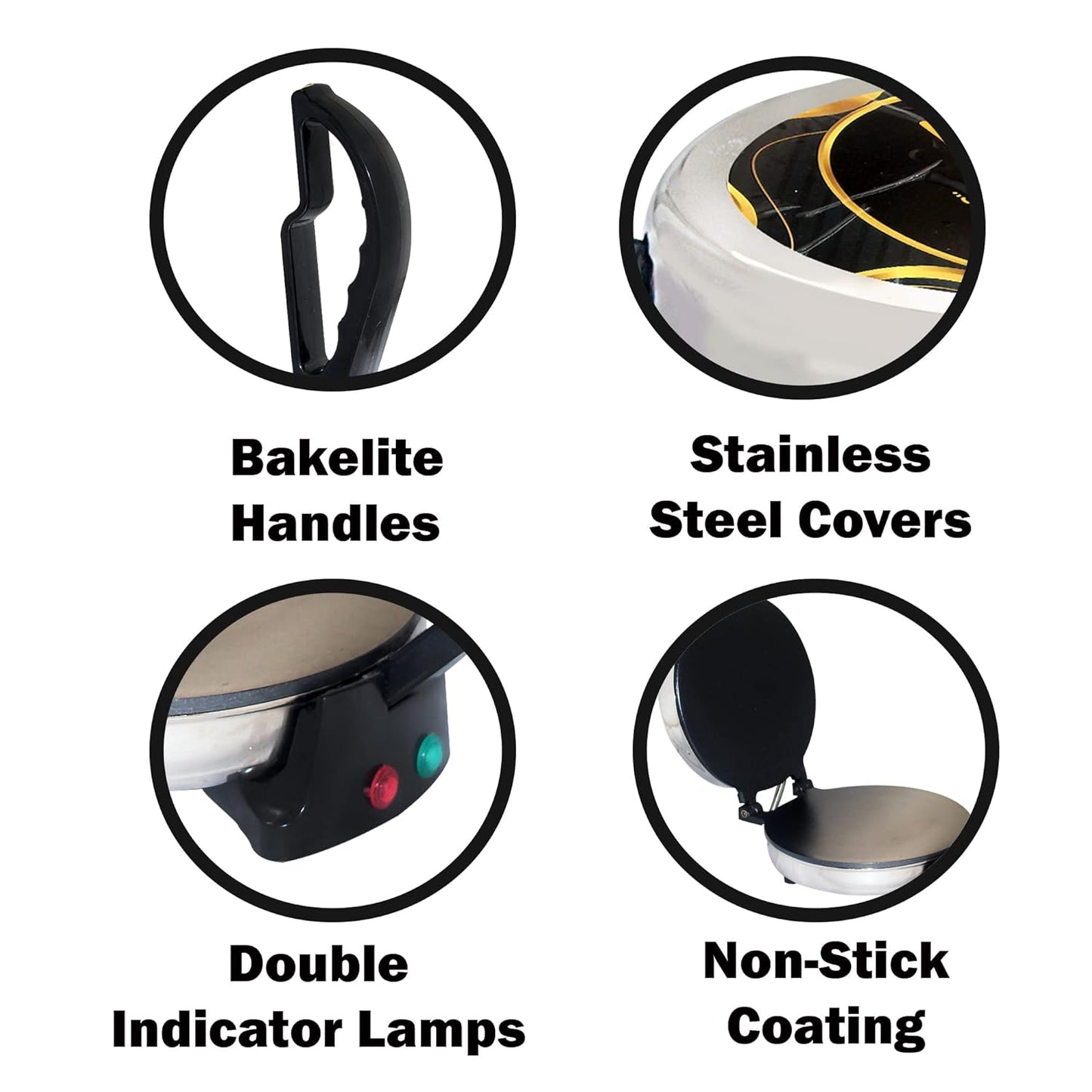 TURBOMAX Electric Roti Maker Machine with Double Indicator for Home | 900 Watt Non-Stick PTFE Coating Stainless Steel Automatic Chapati Maker Machine