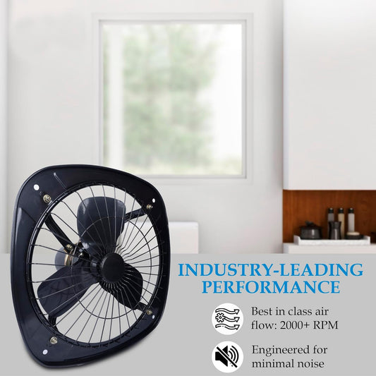 TURBOMAX TRI® Fresh Air 9 Inch 225 MM Exhaust Fan | Exhaust Fan for Home, Office, Kitchen and Bathroom (Black)