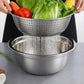 TURBOMAX 3 in 1 Stainless Steel Basin Grater | Multifunctional Cutting Out Solid Basin Drain Basket Washing Bowl for Kitchen Patterns