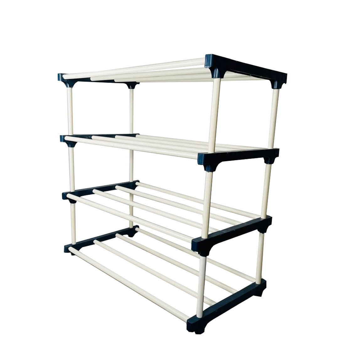 TURBOMAX 4 Tiers Book Shelf for Home Library Multipurpose Storage Organizer Heavy Plastic Open Book Shelf  (Finish Color - Black, DIY(Do-It-Yourself))