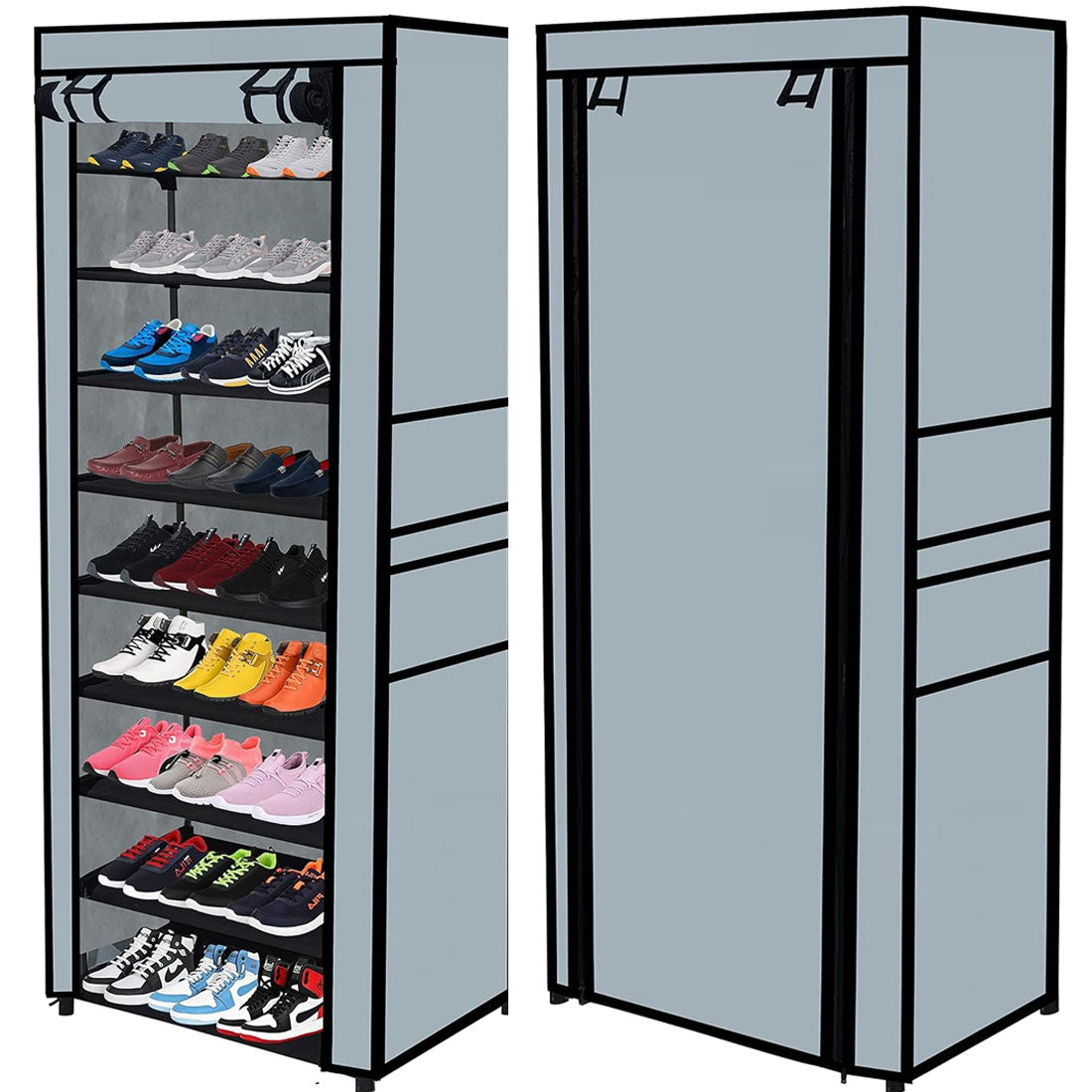 9 Layer Shoe Rack Grey
