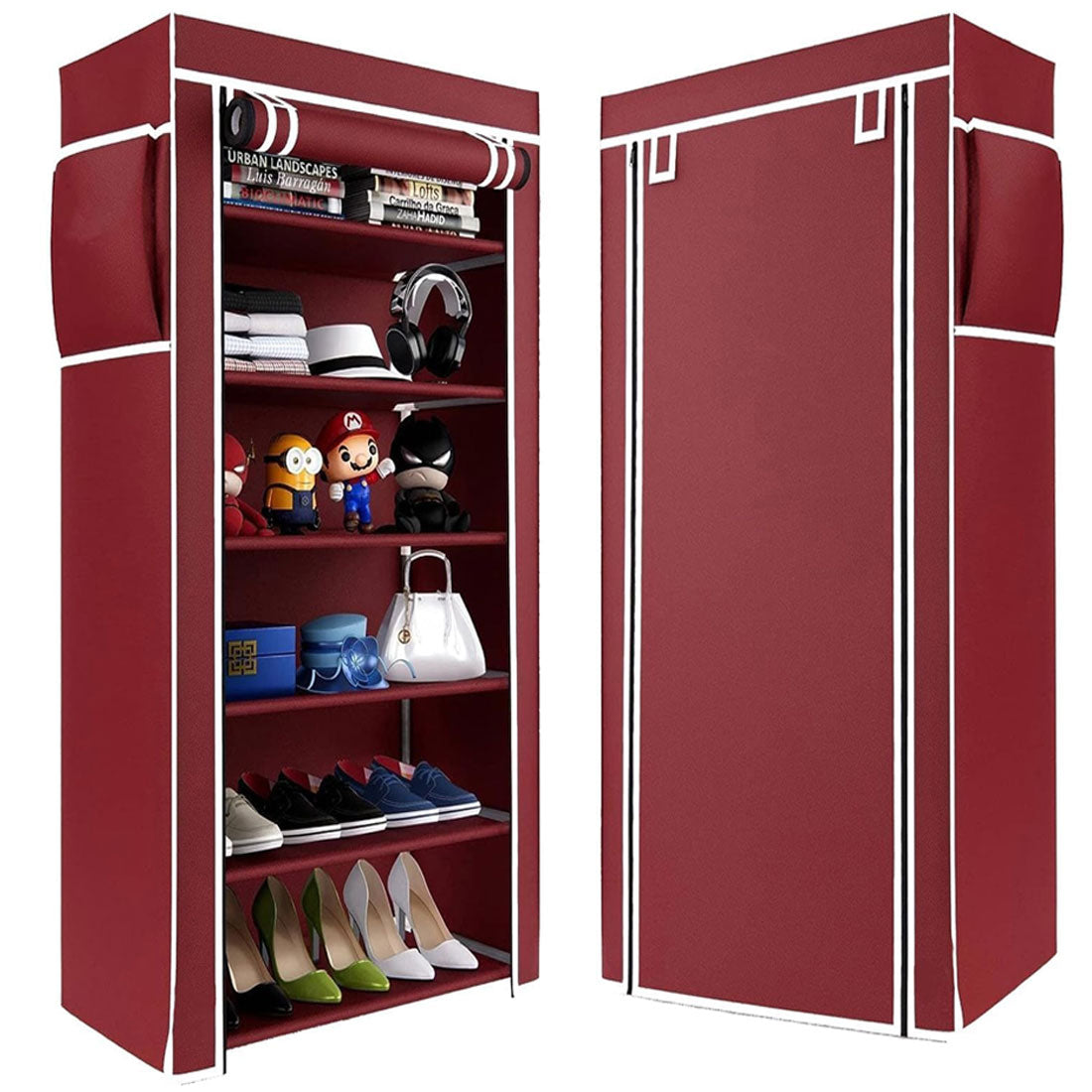 6 Layer Shoe Rack Maroon