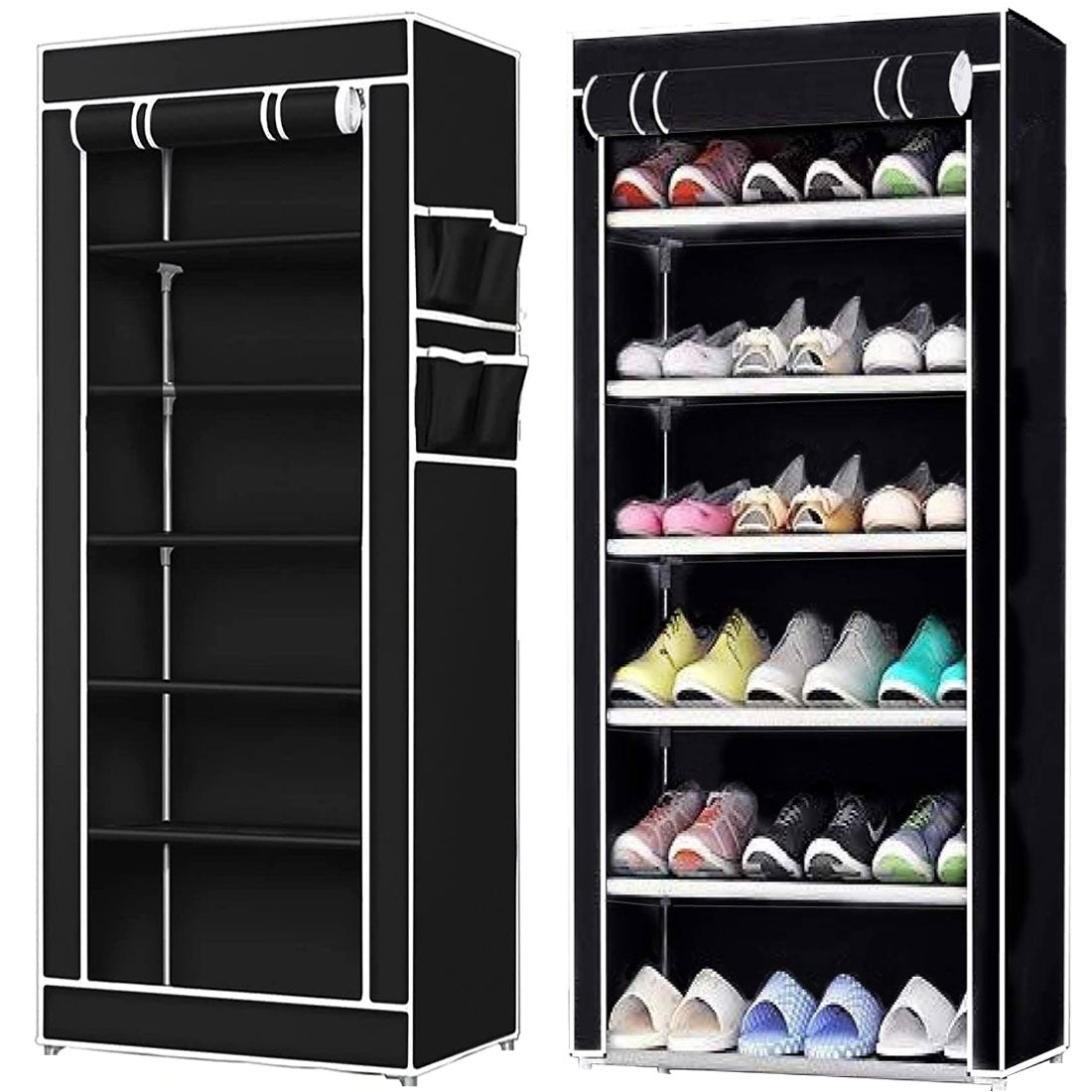 6 Layer Shoe Rack Black