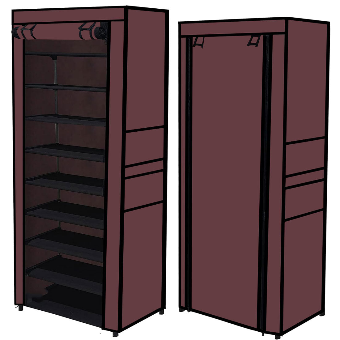 9 Layer Shoe Rack Brown