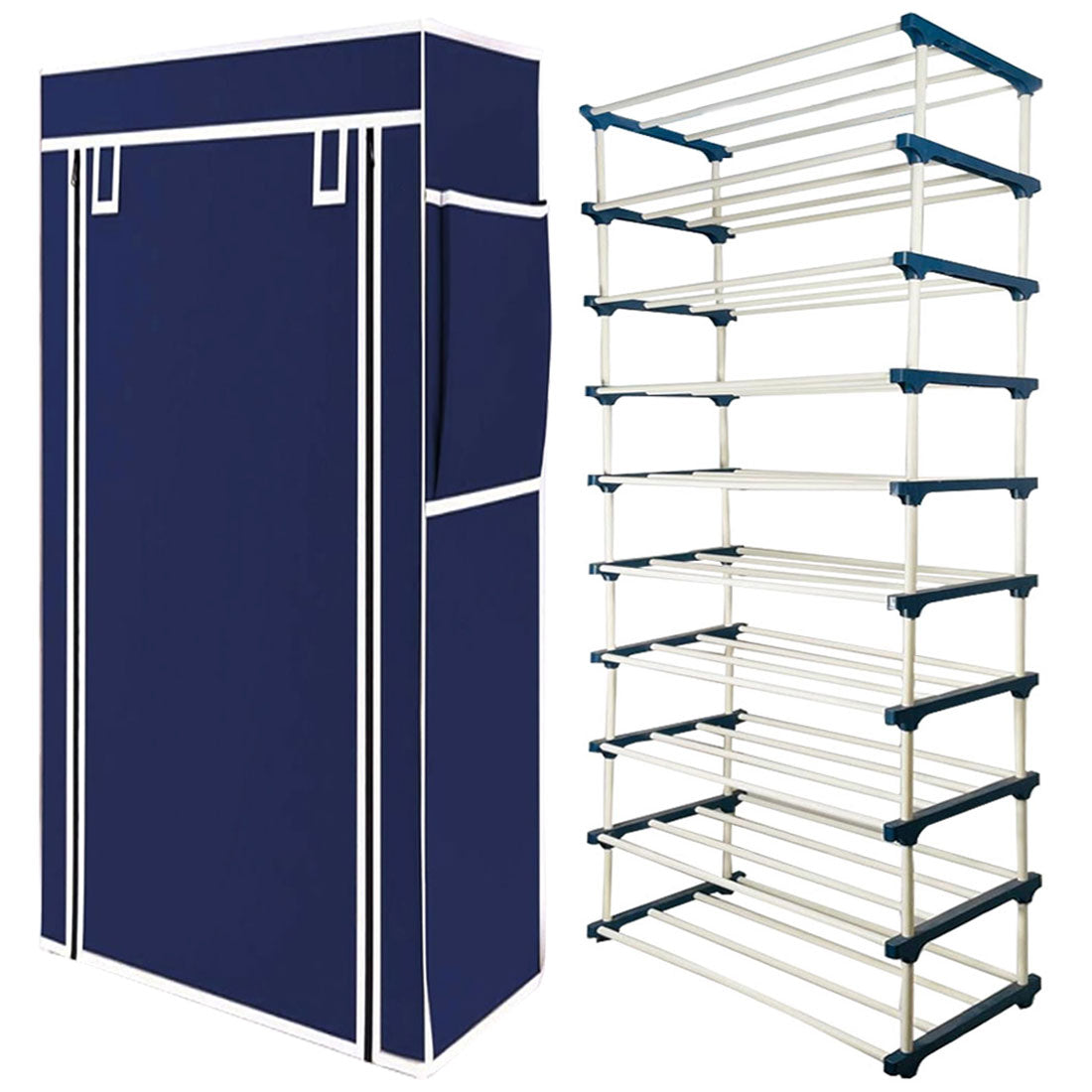 TURBOMAX 9 Tier Plastic Book Shelf Tall Narrow Storage Rack for Kids and Adults Modern Bookshelf Unit for Nursery, School, Home, and Office, Floor Mount Open (9 Layer) Blue