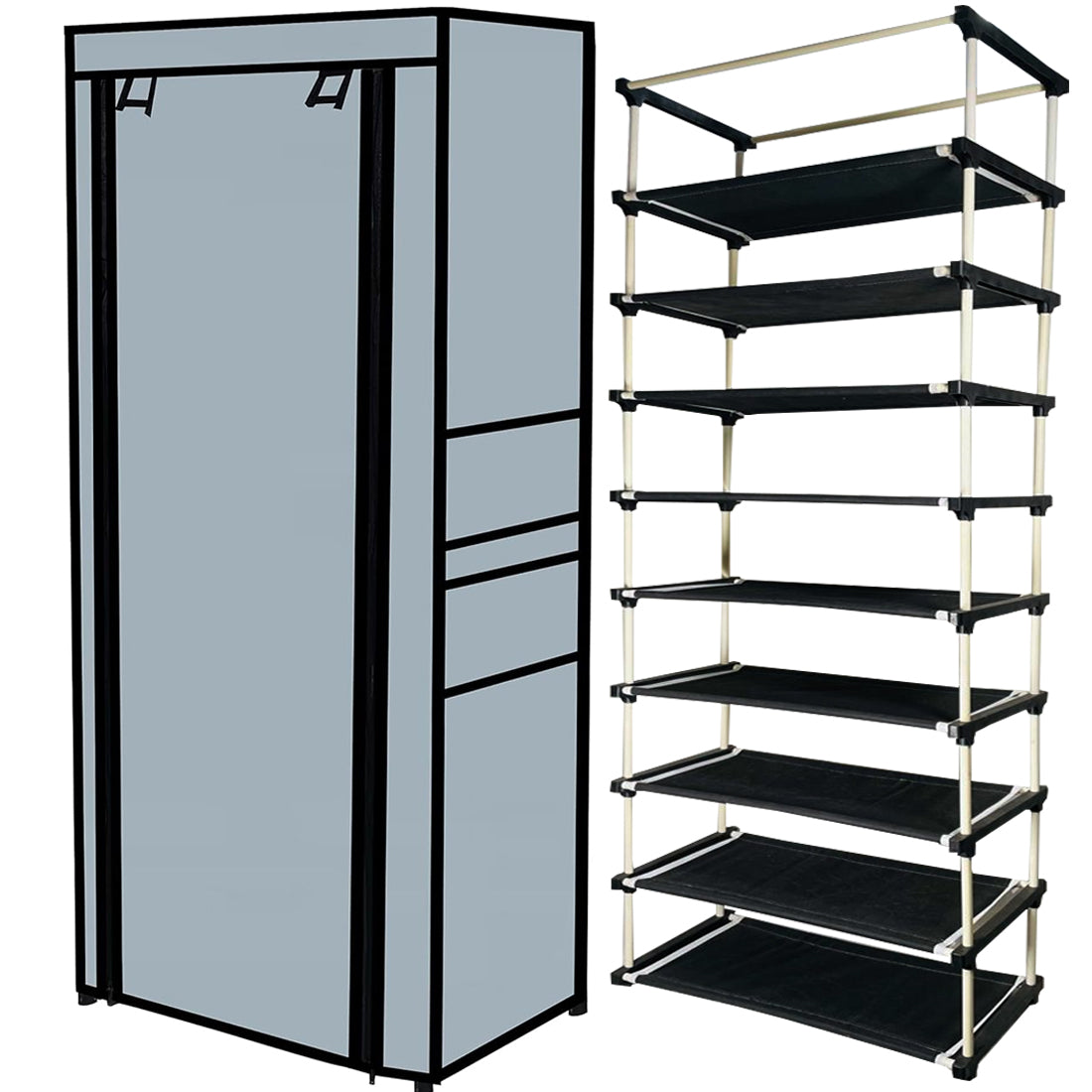 9 Layer Shoe Rack Grey