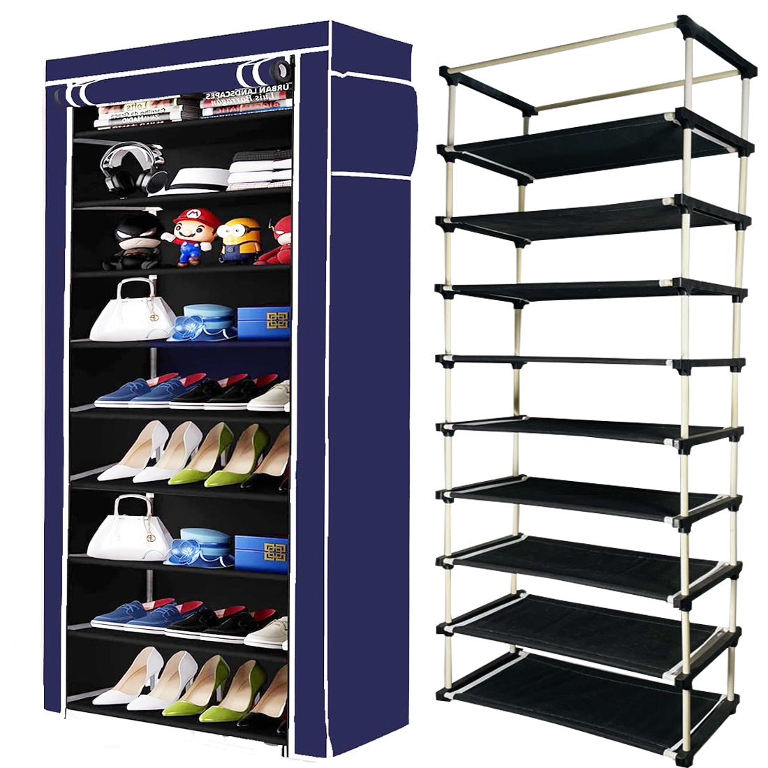 9 Layer Shoe Rack Blue