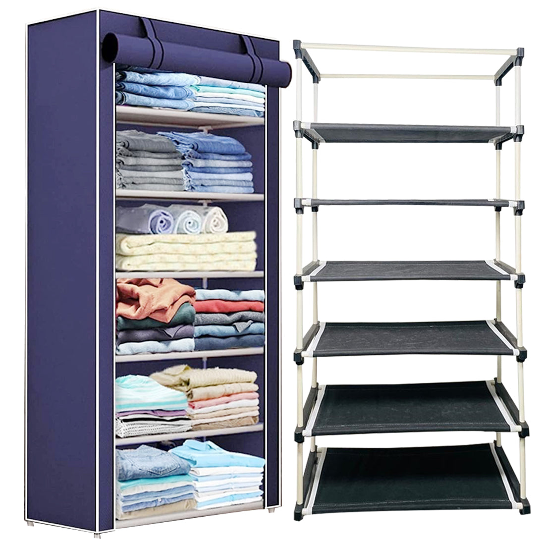 6 Layer Shoe Rack Blue