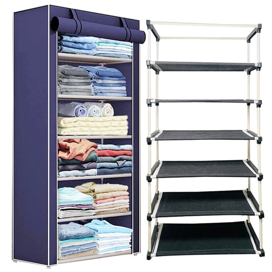 6 Layer Shoe Rack Blue