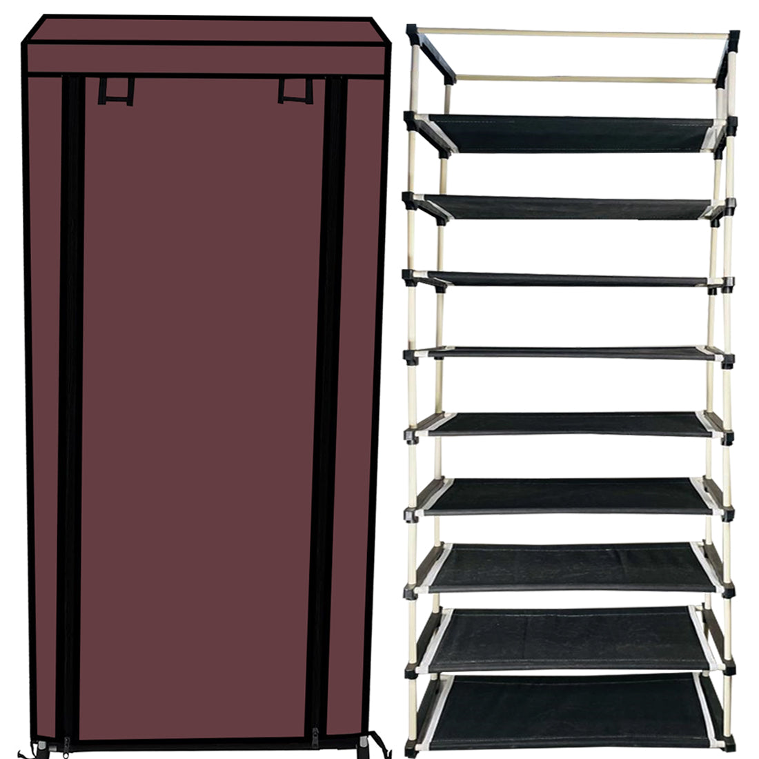 9 Layer Shoe Rack Brown