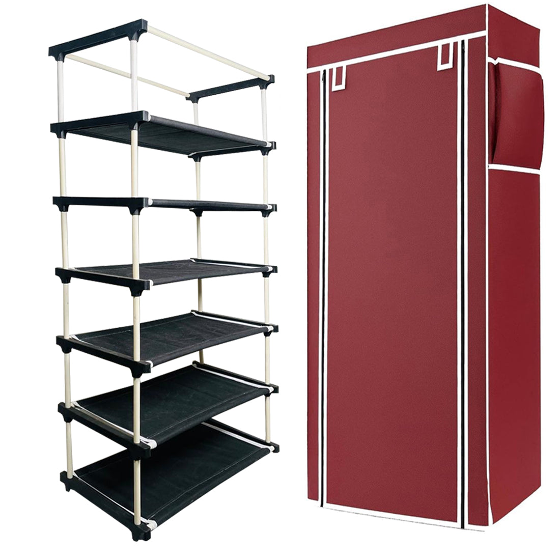 6 Layer Shoe Rack Maroon