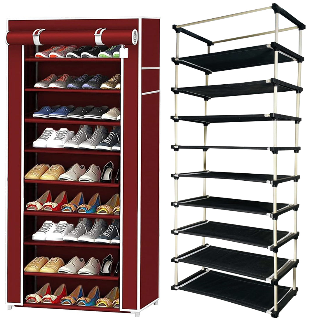 9 Layer Shoe Rack Maroon