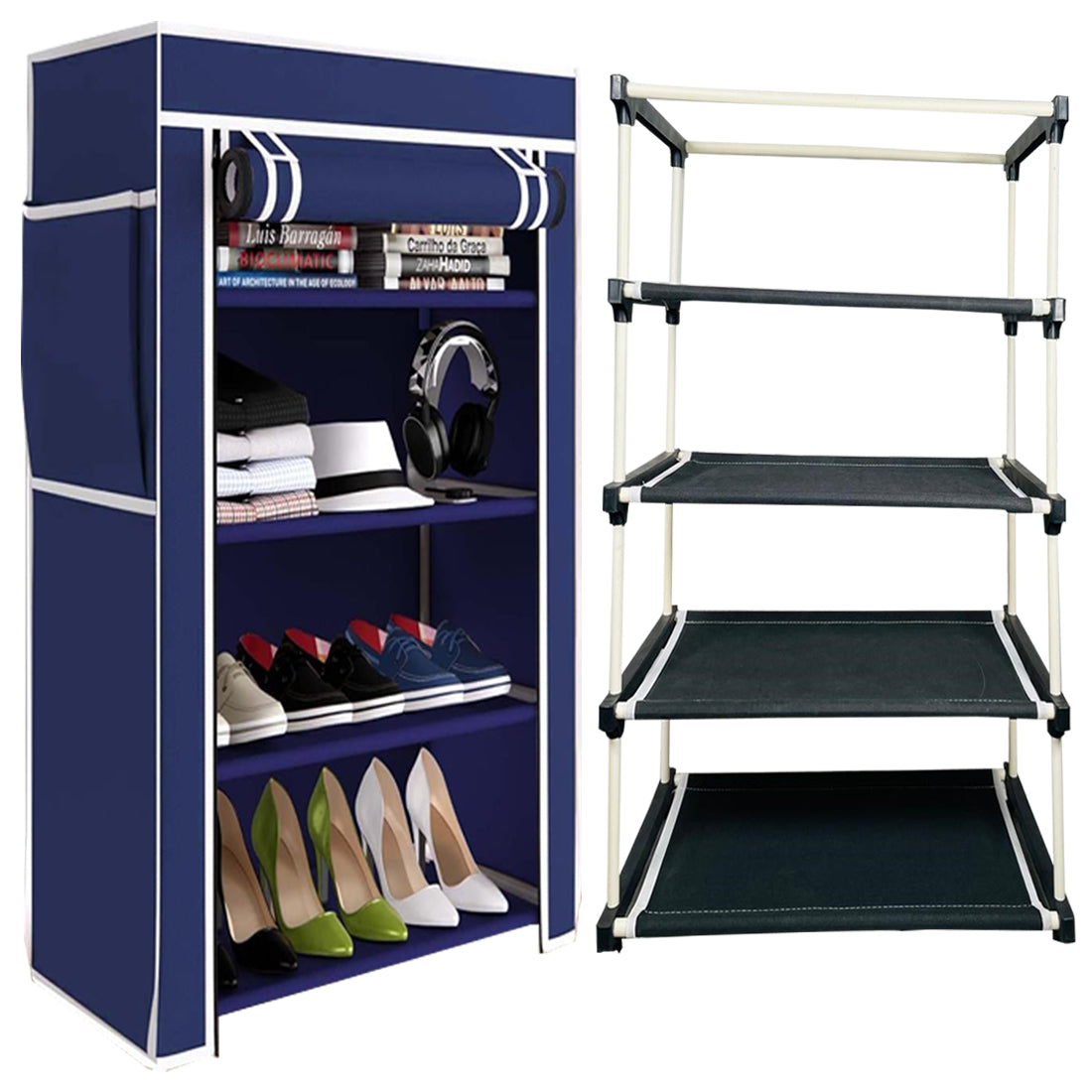 4 Layer Shoe Rack Blue