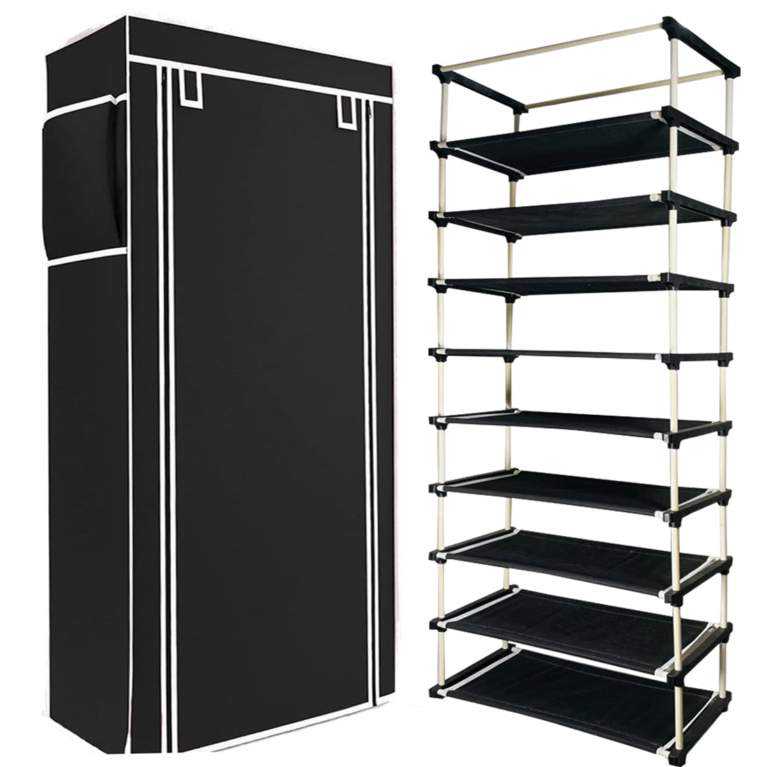 9 Layer Shoe Rack Black