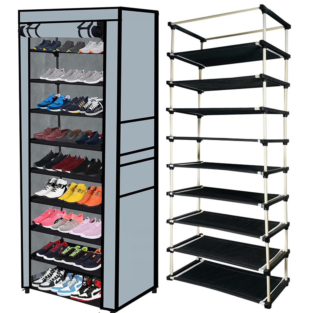 9 Layer Shoe Rack Grey