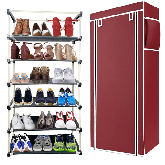 6 Layer Shoe Rack Maroon