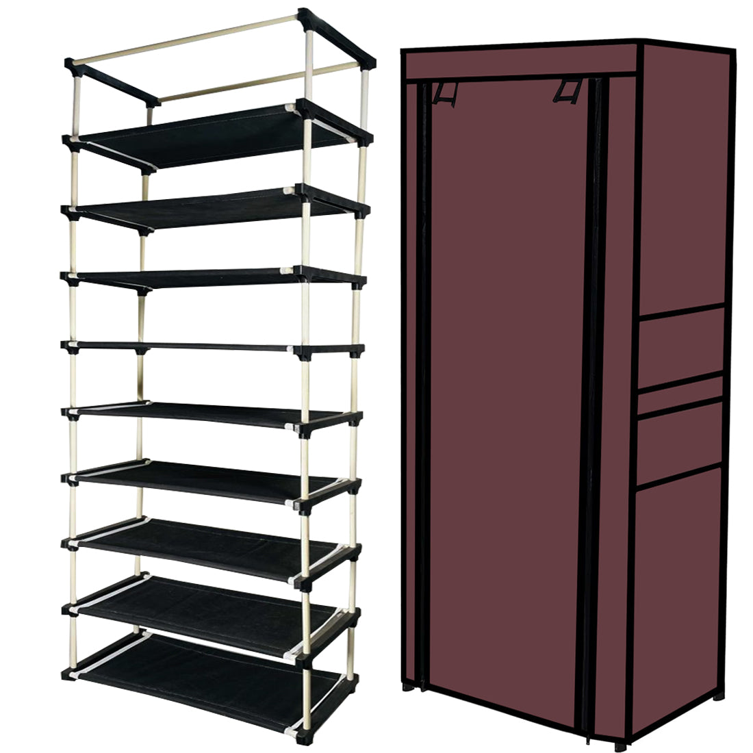 9 Layer Shoe Rack Brown