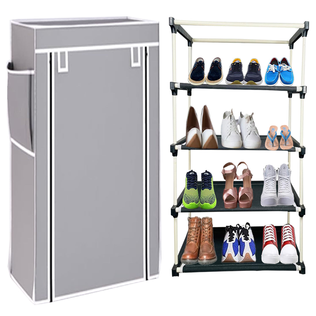 4 Layer Shoe Rack Grey