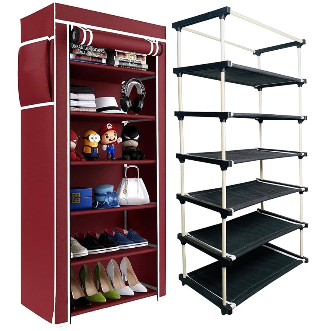 6 Layer Shoe Rack Maroon